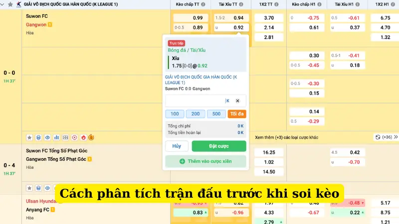 Cách phân tích trận đấu trước khi soi kèo
