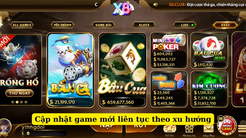 Cập nhật game mới liên tục theo xu hướng